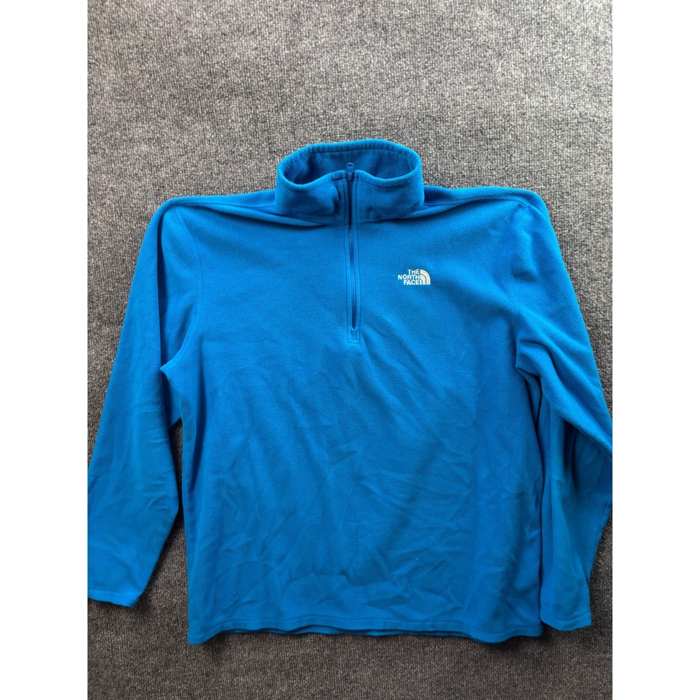 The North Face Fleece Pullover Mens Large Blue Quarter Zip TKA 100 Mock Neck
